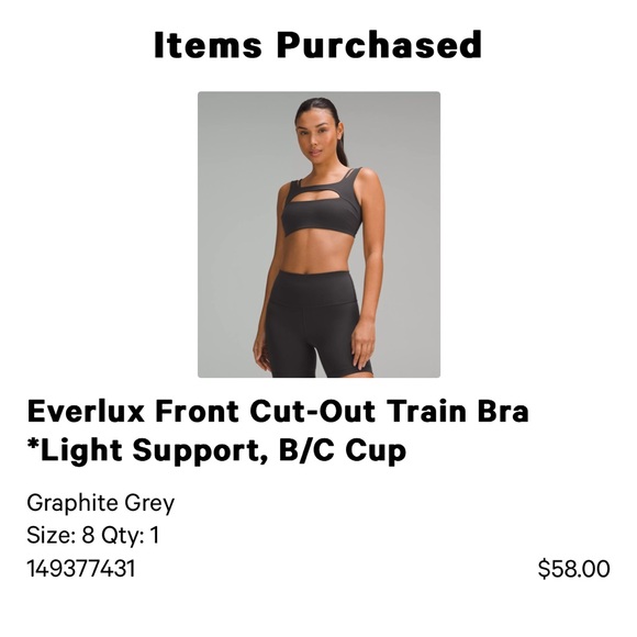 Lululemon Bra Size 8 and Leggings Size 6 Set Graphite Grey - Picture 4 of 6